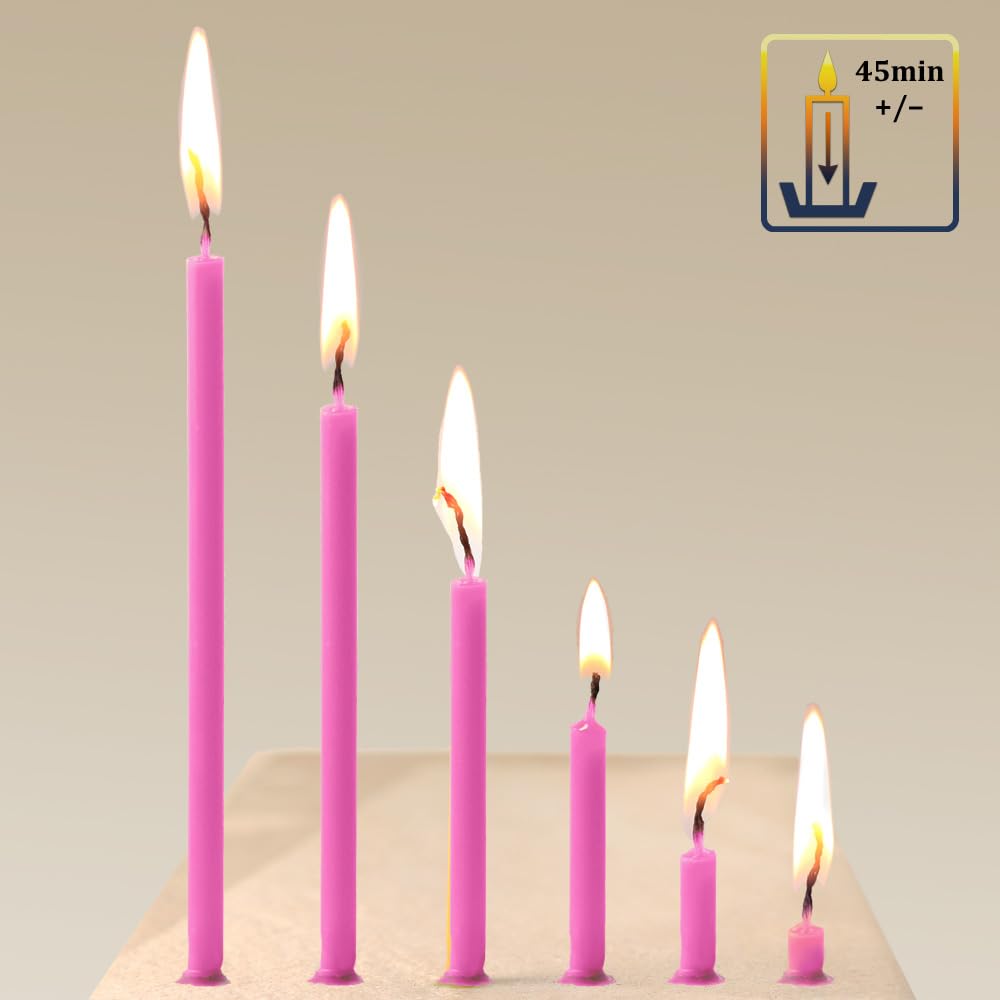 NKlaus 50 x Taper Candles Pink 16 cm Thin Paraffin Candles Soot-Free and Drip-Free Long Burning Time Pink Candles for Celebration Decoration and Christening 36120 - Image 2