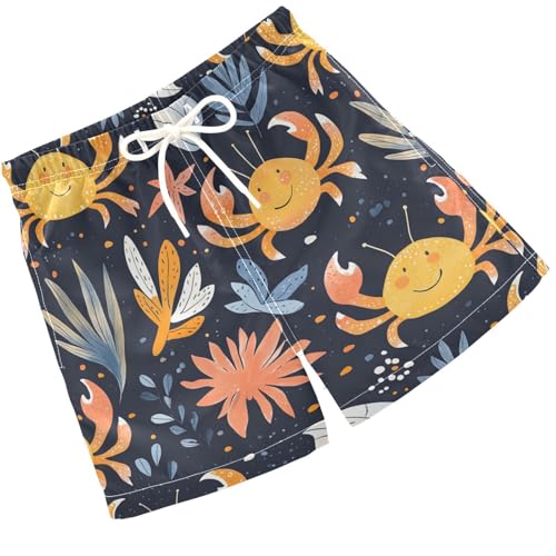 Pigsaly Boys Swim Trunks Doodle Ocean Animals Crabs Boys Board Shorts Swimsuit Swimwear Summer Bathing Suit XS