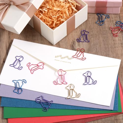 TIESOME 50 Stück bunte Tier-Lesezeichen-Clips, Hund Katze Metallklammern, lustige Bürogeschenke (Dogs)