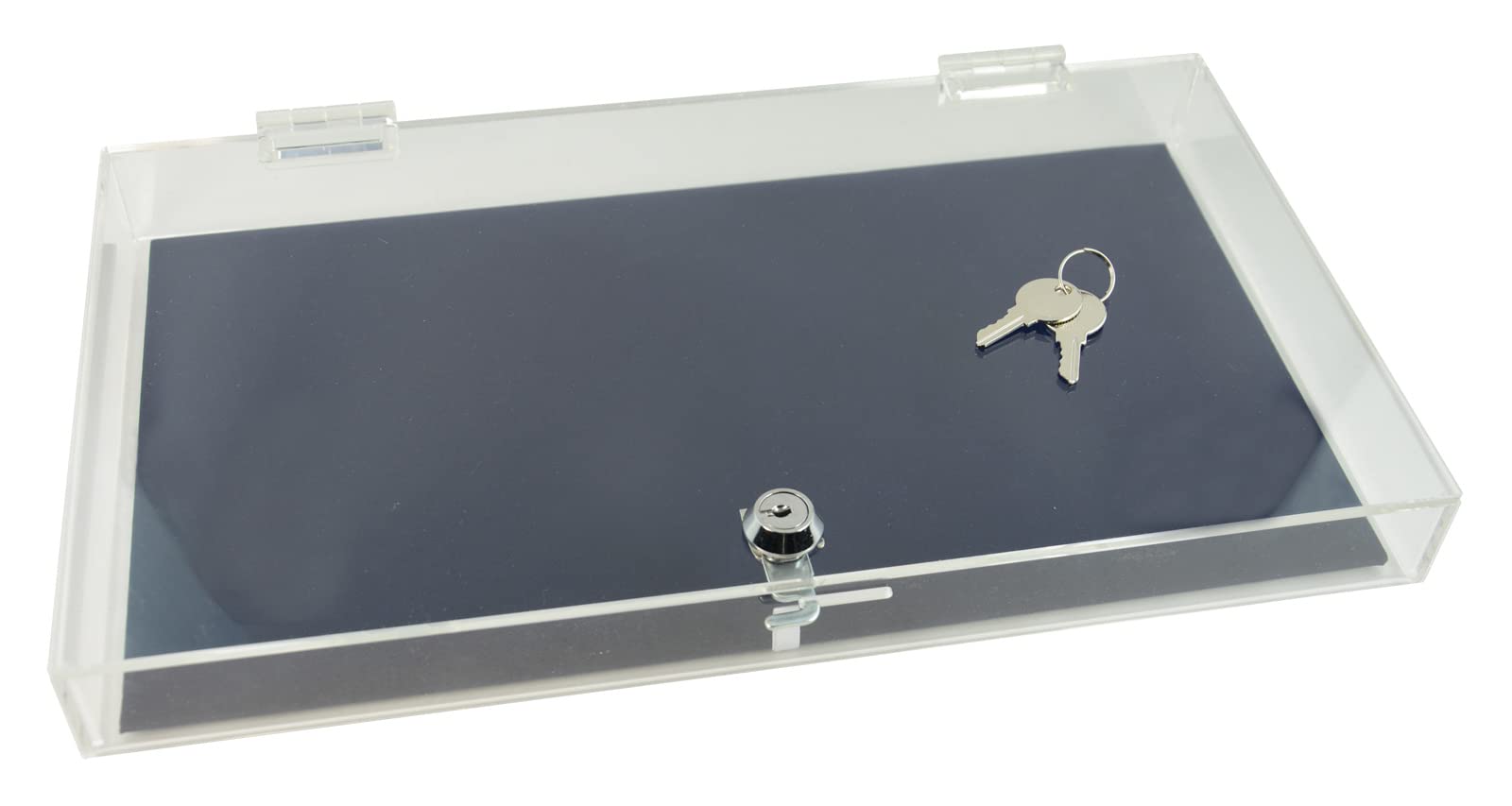 Box Displays Case With Blue Velvet Show Pad Acrylic Lockable Display Case With Choice Of Leatherette Or Velvet Display Pad (Case With Blue Velvet Show Pad)