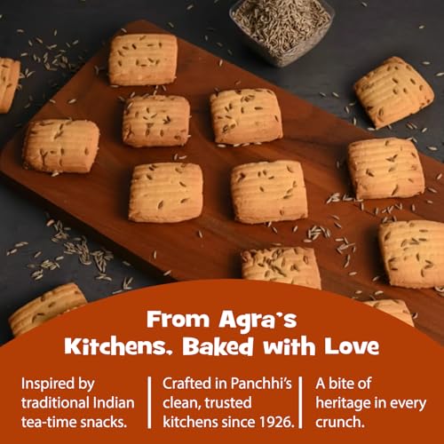 Image of Panchhi Jeera Biscuits 345 Gram Crispy & Buttery Cumin Infused Cookies Made with Wheat Flour Butter Milk Solids Custard Powder & Salt Perfect Savory Snack with Digestive Benefits (6 Month Shelf Life)