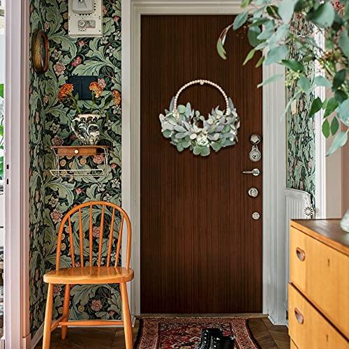 Tempus T26 16 Inch Wood Bead Eucalyptus Leaf Wreath Artificial Green Leaf Wreath Spring Summer Decoration Holiday Party Indoor/Outdoor Farmhouse Wreaths thumb #4
