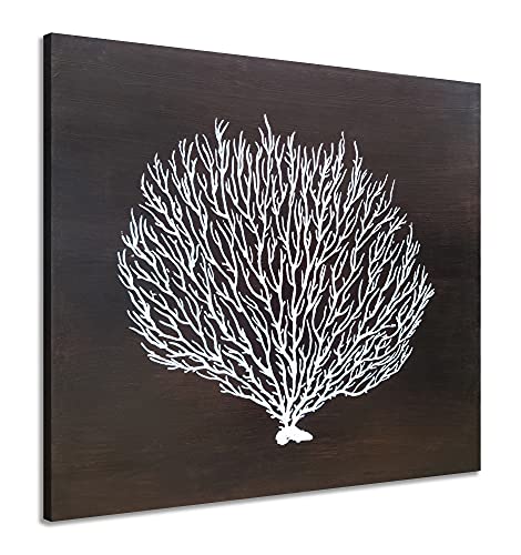 SYGALLERIER Coastal Canvas Wall Art with Hand Painted Textured Modern Coral Paintings Abstract Nautical Pictures Vintage Artwork for Living Room Bedroom Bathroom Decor