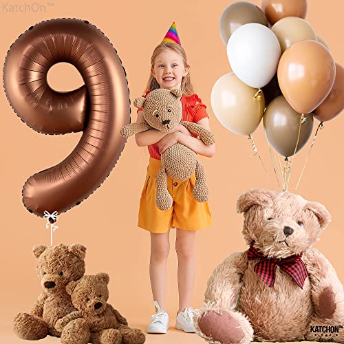 Image of KatchOn Coffee Brown Number 9 Balloon 40 Inch, Foil 9 Birthday Balloon