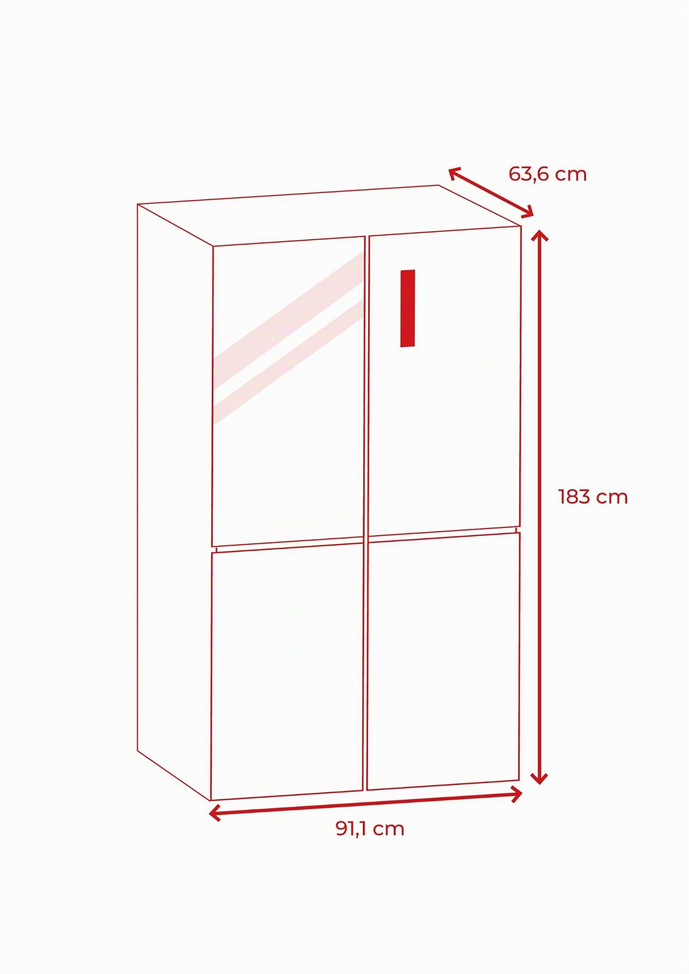 EVVO Frigorífico 4 puertas F100, Motor Inverter, Total No Frost, 321l + 169l, Freon Free, Pantalla exterior, Clase E (Inox, Sin depósito de agua)