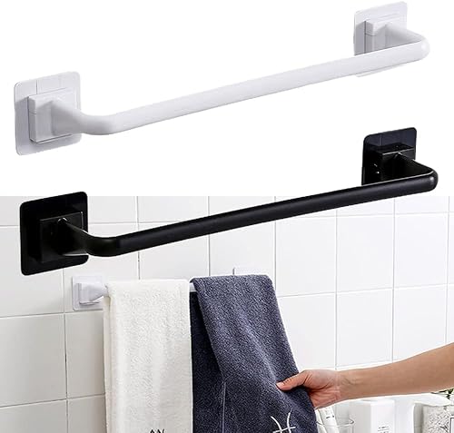 Miniatura 2 de Barra de toalla autoadhesiva, barra de toalla autoadhesiva blanca, barra de toalla para colgar en la pared, soporte para toallas de baño, estante de