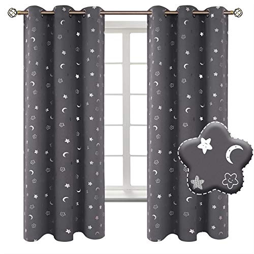 Image of BGment Blackout Curtains for Kids Bedroom, Kids Blackout Curtains for Nursery Grommet Thermal Insulated Room Darkening, 2 Panels of 42 x 63 Inch, Dark Grey