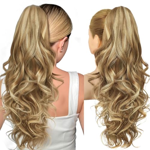 Image of N NAYASA 24 inch Claw Clip in Ponytail Extensions Long Curly Wavy Ponytail Hair Extension Jaw Clip on Pony Tails Hairpiece for Women Daily Party Use