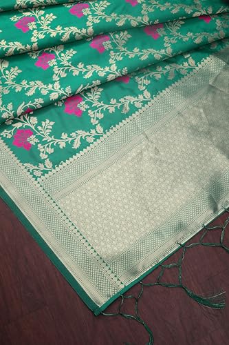 Image of DEVANGI Women's Woven Jacquard Banarasi Silk Printed Dupatta /Chunni with Meena Work, Width 1 Meter, Length 2.5 Meter