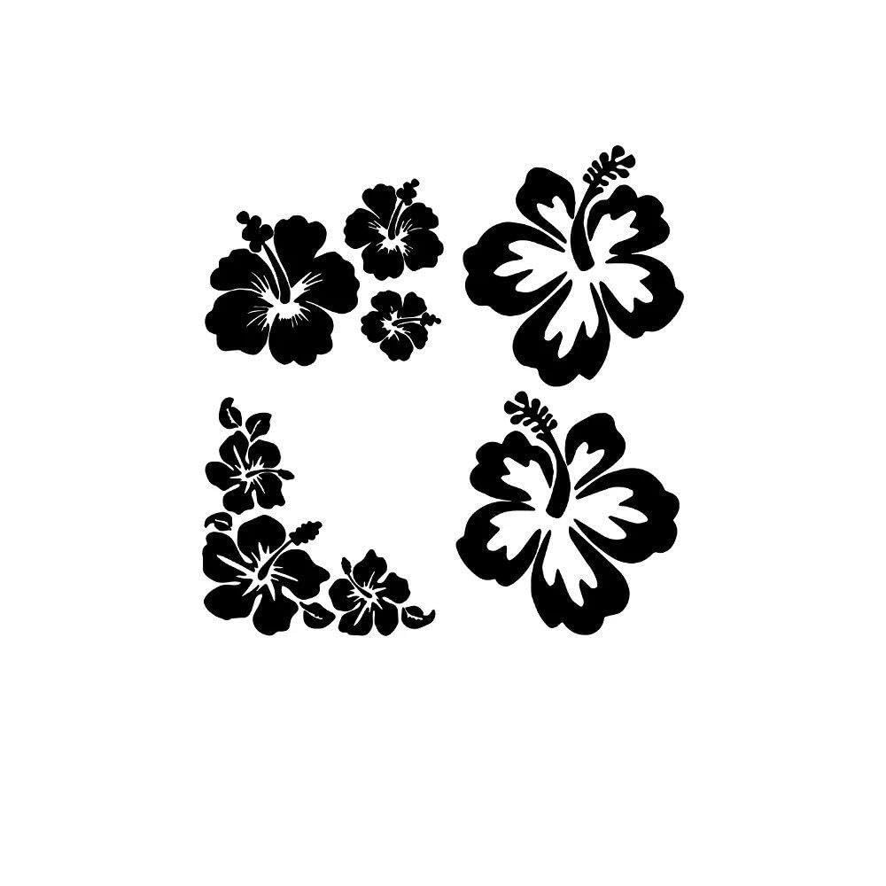 Flower Car Stickers Decal Car Styling Body Black Silver(Black,28cmX28cm)