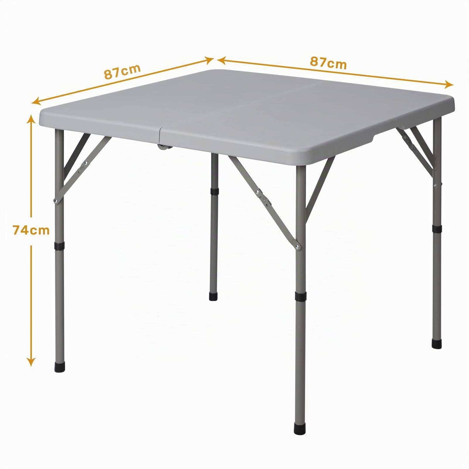 HollyHOME Table Pliante Carrée 87cm Petite Table pour Jardin Balcon Cuisine Camping Pique Nique Fête Tables de Salle Extérieure Intérieure, Gris