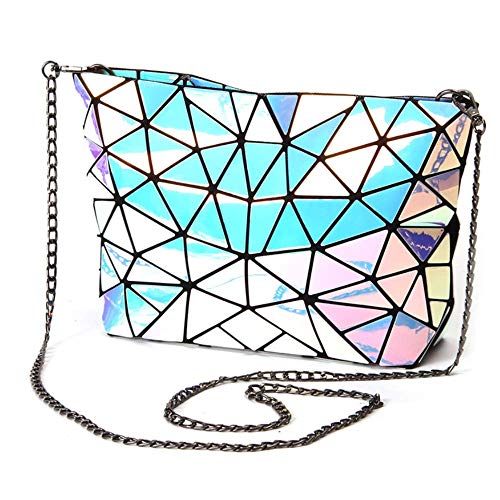 Geometrische leuchtende Damen-Geldbörsen und Handtaschen, schicke, stilvolle Farbe, wechselbar, reflektierend, Umhängetasche (bunte Kuriertasche), Mehrfarbige Umhängetasche, Small