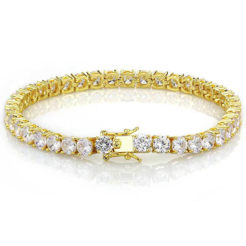 Bracelet de tennis en diamant glacé 4mm pour homme et femme en zircone