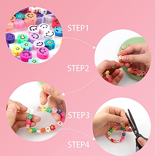 SAVITA 150st Smiley Handgemaakte Kralen Gemengde Kleuren Smiley Polymeer Klei Kralen Polymeer Klei Kralen Smiley Bloem… - Image 4