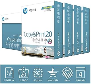 HP Printer Paper Copy&Print 20lb, 8.5x11, 4 Bulk Pack Case, 750 Sheets/Pack 3,000