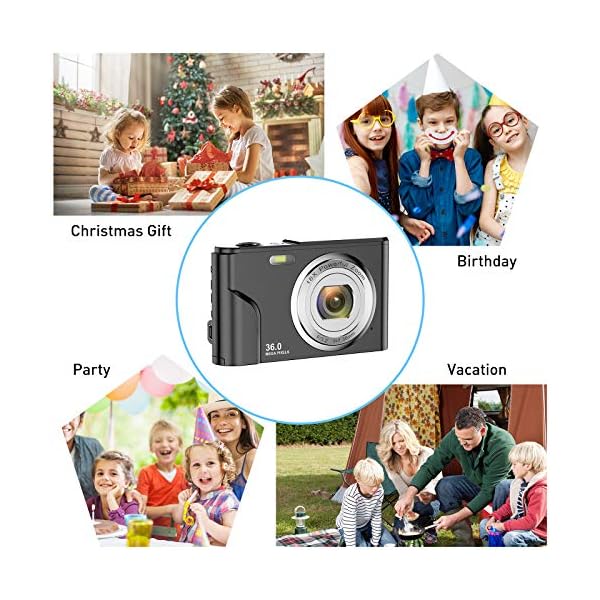 Digitalkamera 1080P HD Mini Videokamera 36MP 2,4 Zoll LCD Wiederaufladbar Studenten Kompaktkamera Pocket Kamera mit 16X… – Bild 7