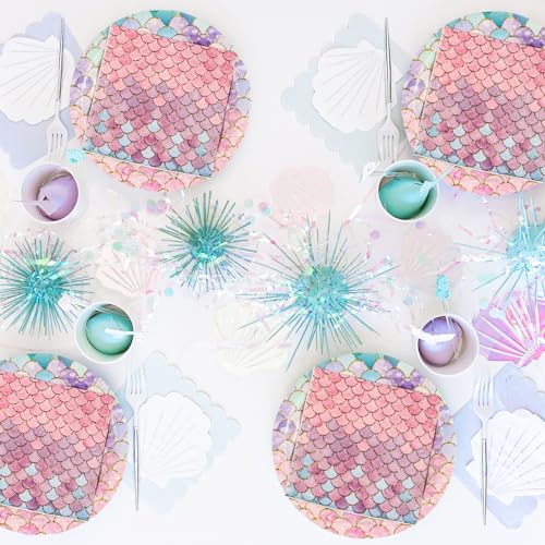 Xjoviative PARTY SUPPLIES Disposable Mermaid Party Plates And Napkins Tableware Set thumb #5