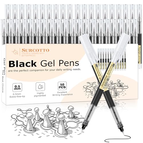 Stylos encre gel noire 0.5 mm stylos pour écrire dessiner lot de 50