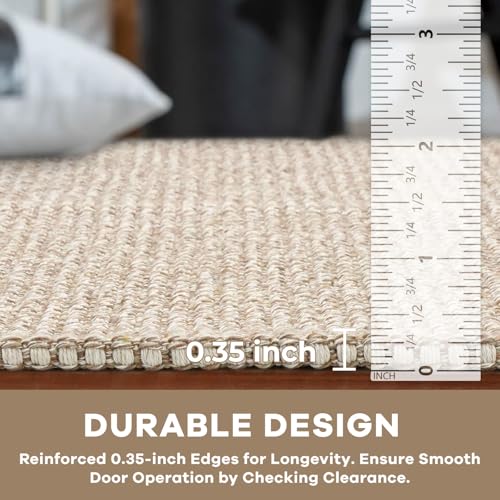 KOZYFLY Runners for Hallways 2x5 ft Washable Kitchen Runner Non Slip Rubber Backed Hall Runners Cotton Entryway Runner Rugs Floor Carpet for Indoor Backdoor Bedroom Kitchen, Ivory/Khaki