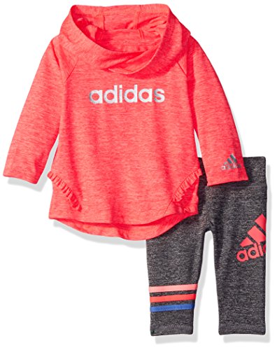 Adidas Baby Girls' NEON MELANGE HOODED SET,Bright Red,6 m