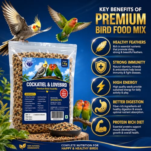 Image of Nitishree Premium Mix Seeds for Lovebird & Cocktail Bird Food, 4 kg | For Cockatiel & Lovebird