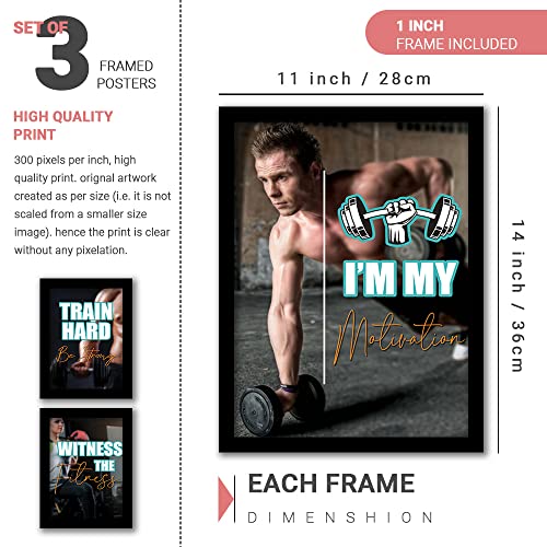 Image of kotart Quotes Frames - Motivational /Inspirational Gym Quotes Framed Wall Posters with Frame - Wall Posters for Room - Gym Wall Posters Set of 3 (Art 4, 10x13 inch)