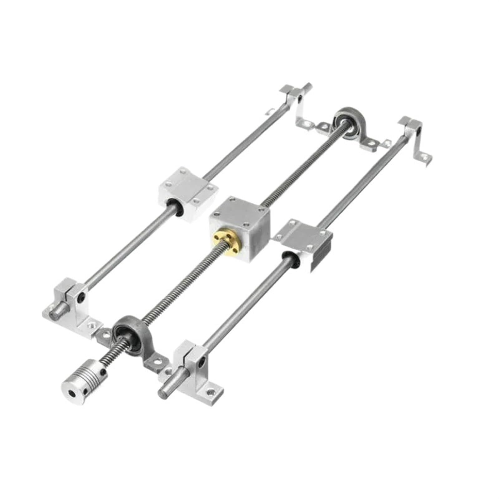 Metal Ball Screw nut Shaft Rod Set T8 Dual Lead Screw Coupling Bearings Support Block KP08 SCS8UU CNC Part 200 250 300 350 400 500mm Optical Axis(200mm)