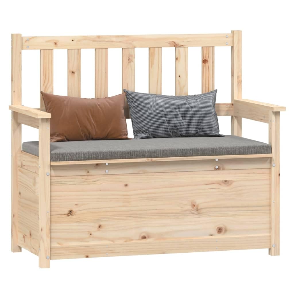 Panca in legno di pino massiccio, 112,5 x 51,5 x 96,5 cm, con schienale e vano portaoggetti, per corridoio, soggiorno, sala da pranzo, cucina, stabile, con ripiano