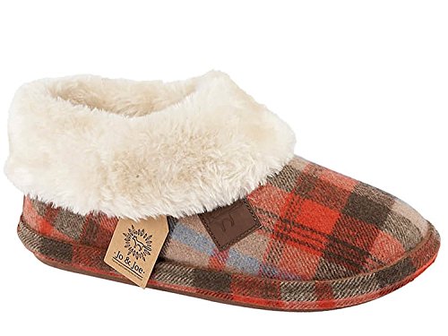 Jo & Joe Chiltern Chaussons en polaire fourrés en fausse fourrure de mouton Chaussons de bébé Taille 3-8 - Marron - Marron tartan, 37.5 EU