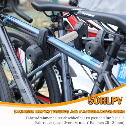 Sorlpv Rahmenhalter für Fahrradträger 25CM Länge, Universal Kurze Fahrradrahmenhalter Abschließbare, Alu Rahmenhalter für U-Bügelrohr: Ø 2,5-3cm, für Rahmendurchmesser des Fahrrads: Ø 3-6cm
