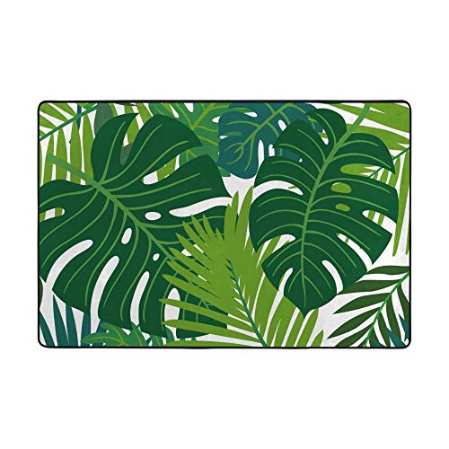 Tapis motif feuilles vertes tropicales durable grand format pour maison