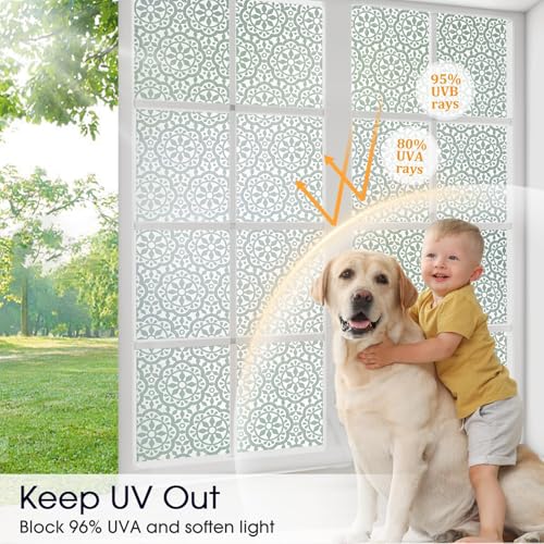 Lifetree Frosted Window Film Privacy Film for Glass Windows Self Adhesive Vinyl Opaque Static Cling Decorative Patterned Window Stickers for Home Bathroom (White, 90 * 200cm) - Cosy Home Interiors Lifetree Frosted Window Film Privacy Film for Glass Windows Self Adhesive Vinyl Opaque Static Cling Decorative Patterned Window Stickers for Home Bathroom (White, 90 * 200cm) - Image 3