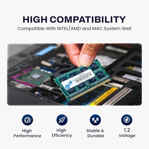 Image of EVM 4GB DDR3 Laptop RAM 1333MHz SO-DIMM - 1.5V Low Voltage, 204-PIN Pin, Intel & AMD Compatible, High-Speed Laptop Memory Upgrade - 10 Year Warranty (EVMT4G1333S86P)