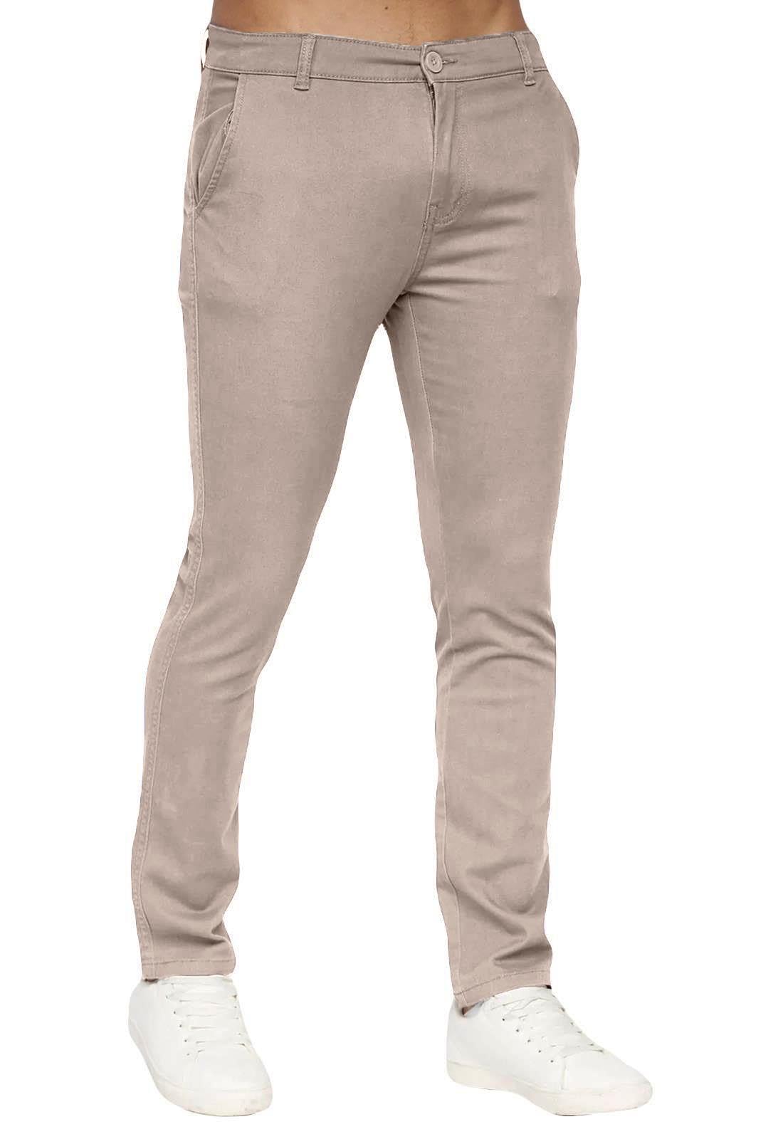 Crosshatch Mens Chino Jeans ● Stretchable Trousers ● Slim Fit ● Zip Fly with 4 Pockets Casual Work Office Pants Beige 30W / 33L