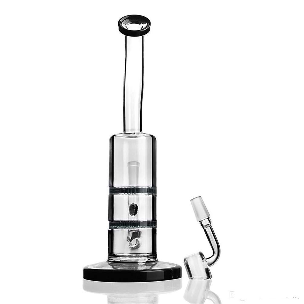 Le verre Bongs Pipe À Eau Dab Rig Fumer Bongs Avec Bol De Quartz (Black)