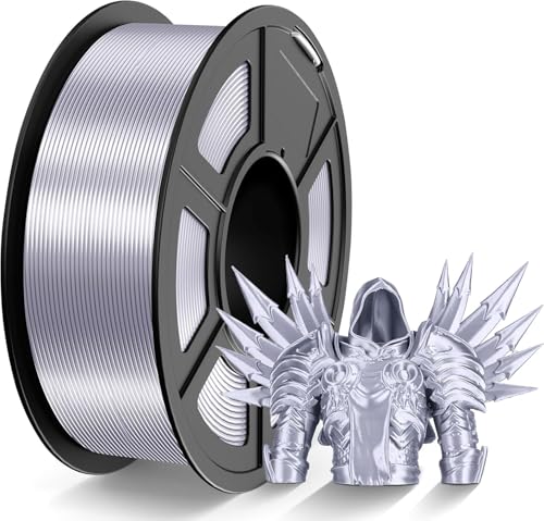Image of TECBEARS Silk Filament 1.75, Shiny Silk PLA Filament, 3D Printer Filament with Smooth Silky Surface, Dimensional Accuracy + /- 0.02mm, Fit Most FDM 3D Printers, Silk Silver 1KG