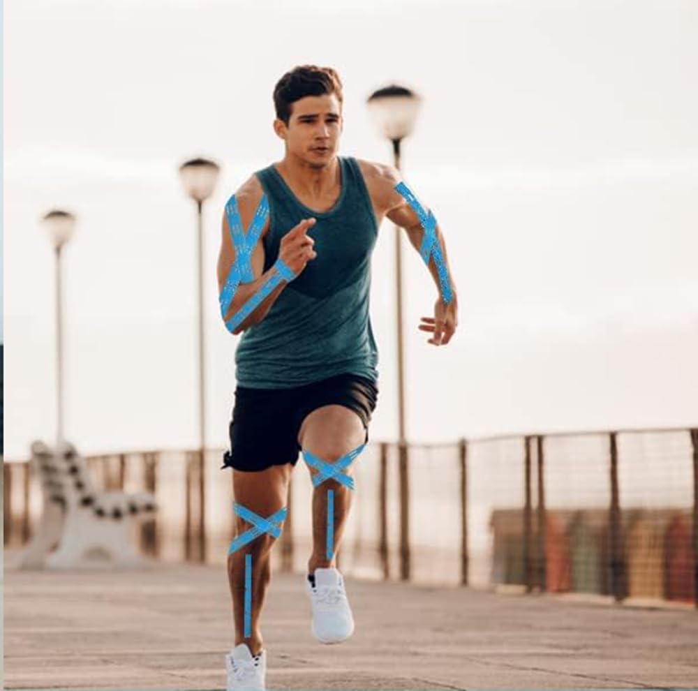 Azonee Kinesiology Tape Kinesiotapes Physio Tape Sport Uncut Roll Self-Adhesive Body Kinesiology Tape Waterproof Boxing Kinesiotape Ankle Knee Tapes Medical Adhesive Tapes 5 cm x 5 m 2PCS