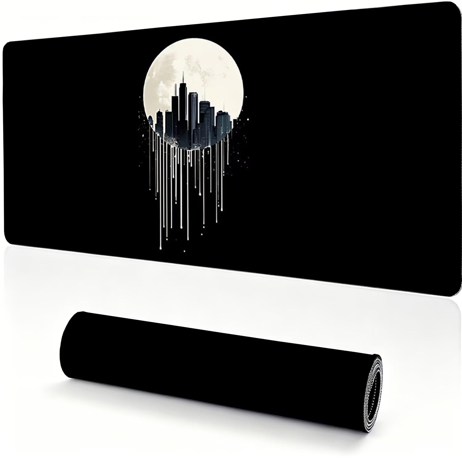 Tappetino Mouse Gaming XXL, Mousepad 1200x600x4mm nero luna-2 0x0-247 | Tappetino Scrivania con Base in Gomma Antiscivolo Bordi Cuciti per Computer, PC, Migliora la Precisione e la Velocità