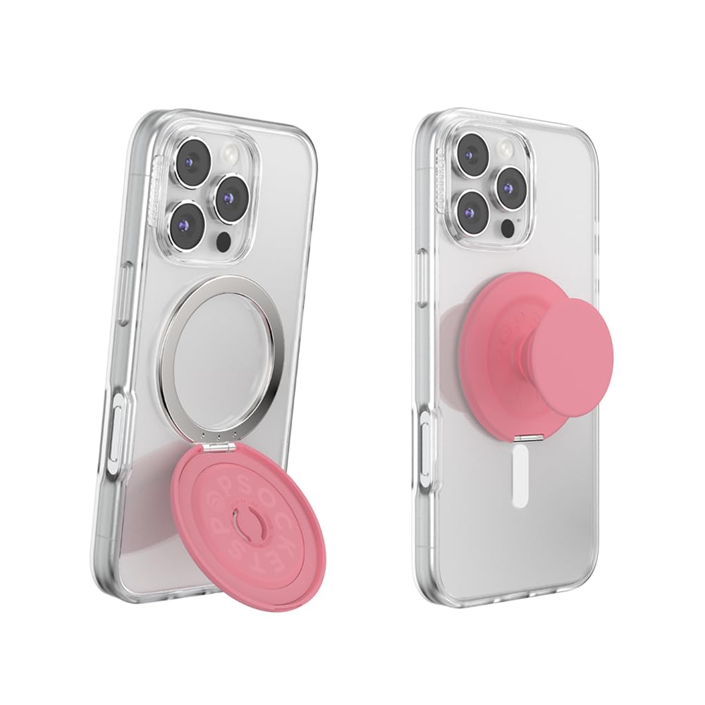 PopSockets Kick-Out Grip for MagSafe, Adjustable Kickstand for Portrait or Landscape, Magnetic Stand, Pink - Putty