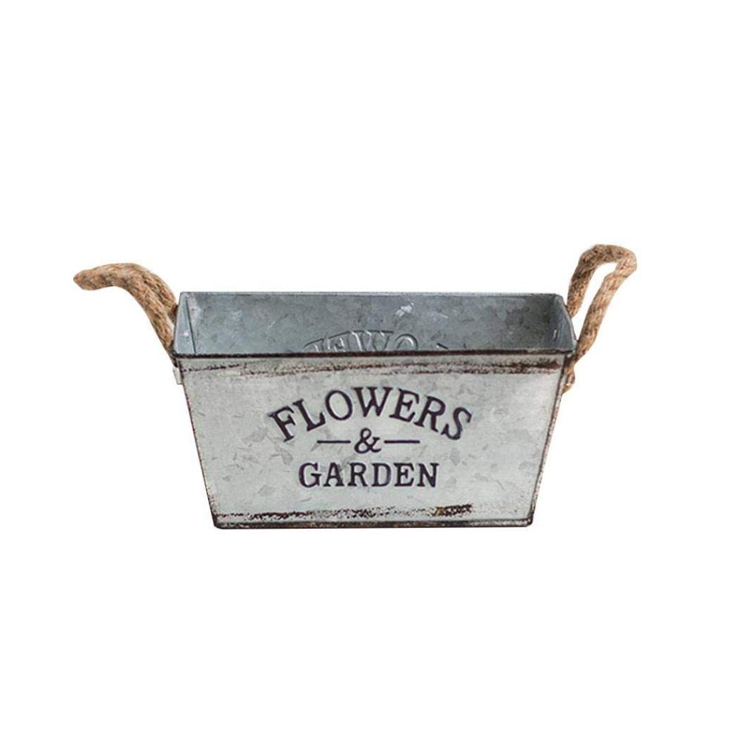 Petit panier jardinière ovale en fer au design rétro extérieur