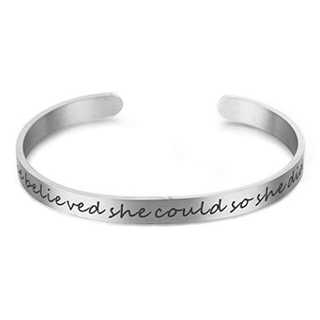 Peora Silver Plated Inspirational Engraved Motivational Quotes Mantra Band Bracelet for Women (B07HMC7VV8) Amazon Price History, Amazon Price Tracker