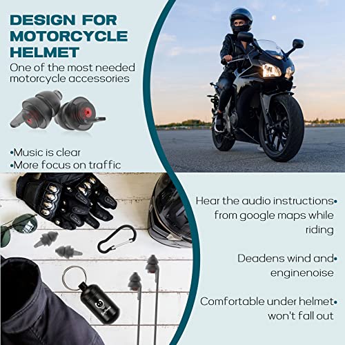 Image of Motorcycle Ear Plugs for Wind Noise Reduction, 2 Pairs Reusable Motorcycle Accessories - Moto Earplugs, Soft Comfortable Hearing Protection for Motorbike, Touring, Racing, Riding - 25dB, Biker Gifts