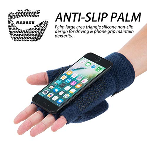 image for REDESS Womens Men's Winter Gloves Warm Knitted Convertible Fingerless 