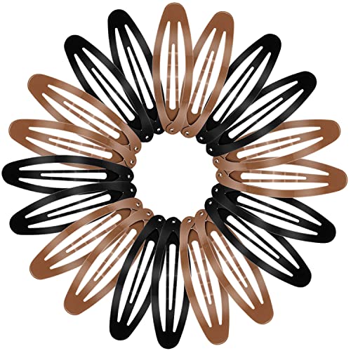 40 Pieces Oval Hair Clips 2.8 Inch Non Slip Snap Clips Hair Barrettes For Women Metal Ellipse Hair Clips Hair Accessories For Girls Hair Styling, Black And Brown #TOP19