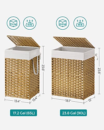 Songmics ULCB165N01 Laundry Hamper With Lid, 17.2 Gallon (65 L) Synthetic Rattan Clothes Laundry Basket thumb #5
