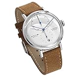 🤵🏼 Bauhaus-Stil Herren Uhren: Minimalistische uhr automatik mit Lederarmband. Speziellen kratzfesten 2.5D gewölbtes mineralglas, es hat hierdurch eine Härte von etwa 900 Vickers. hohe Lichtdurchlässigkeit, kratzfest und reibungsarm. Transparentes Rückendesign, Sie können die Bewegung der Uhr klar und vollständig sehen.
