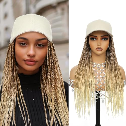 Yunkang Braided Baseball Cap Wig Box Braid Hair Extensions with