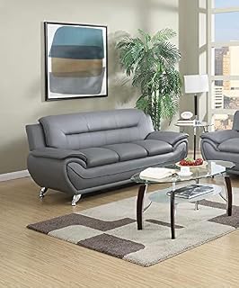 7 star Max sofa 3 Seater or 2 Seater in Black and Grey Faux Leather Firm Seating (Gray, 3 Seater)