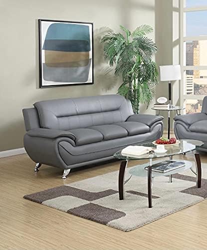 7 star Max sofa 3 Seater or 2 Seater in Black and Grey Faux Leather Firm Seating (Gray, 3 Seater)