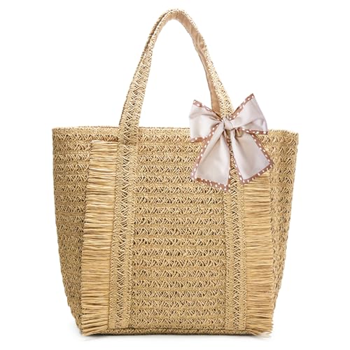 Bolso tejido de paja para mujer Tote de playa 17L miniatura 1